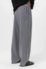 Kemer Detaylı Baggy Lyocell Pantolon Gri