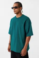 Basic Oversize Crew Neck T-Shirt Petrol