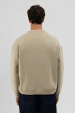 Sweat-shirt basique à col rond et coupe oversize kaki