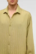 Oversize Long-Sleeve Modal Fabric Shirt, Green