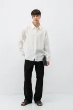 Chemise oversize en modal, écru