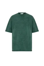 T-shirt basique oversize délavé, bleu marine