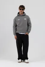 Oversize Arka Baskılı Sweatshirt Füme