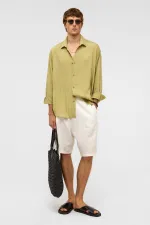 Oversize Long-Sleeve Modal Fabric Shirt, Green
