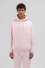 Sweat à capuche oversize basique rose