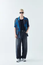 Patterned Corduroy Oversize Shirt Pattern-12