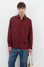 Chemise rayée oversize bordeaux