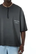 Yıkamalı Crop Tişört Siyah