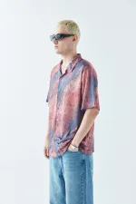 Patterned Corduroy Oversize Shirt Pattern-5