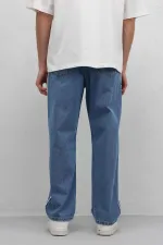 Yan Dikiş Detaylı Baggy Jean Mavi
