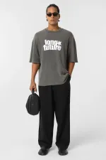 T-shirt oversize en maille délavée, couleur vison