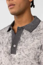 Yıkamalı Oversize Polo Yaka Tişört Siyah