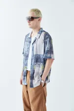 Patterned Corduroy Oversize Shirt Pattern-8