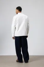 Oversize Gabardin Gömlek Ceket Beyaz