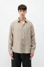 Chemise oversize beige en modal