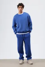 Yıkamalı Baggy Eşofman Alt Saks