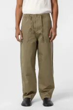 Baggy Fit Gabardine Trousers Khaki