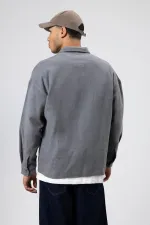 Veste chemise oversize texturée grise