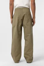 Baggy Fit Gabardine Trousers Khaki