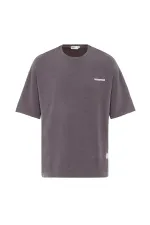 Label Detailed Oversize Modal Fabric Tracksuit Set Coffee