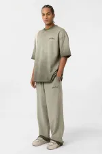 Yıkamalı Oversize Eşofman Takım Açık Haki