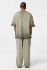 Yıkamalı Oversize Eşofman Takım Açık Haki