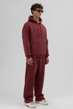 Sweat à capuche oversize basique bordeaux