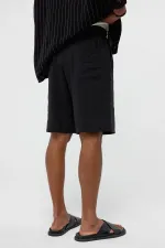 Oversize Modal Kumaş Bermuda Şort Siyah