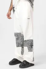 Etnik Desenli Oversize Eşofman Takım Ekru