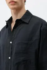 Chemise oversize en modal avec poches, noire