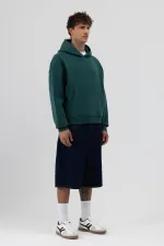 Basic Kapüşonlu Boxy Fit Sweatshirt Nefti