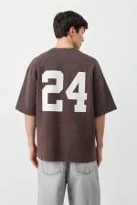 T-shirt oversize imprimé, couleur café