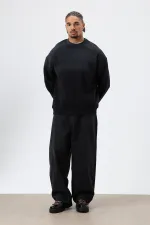 Yıkamalı Taş Detaylı Oversize Sweatshirt Siyah