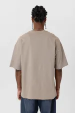 T-shirt basique oversize à col rond, couleur vison