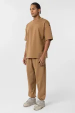 Ensemble de survêtement basique oversize à poignets élastiqués, camel