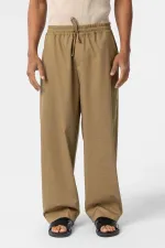 Pantalon ample à taille élastique, kaki