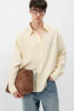 Chemise oversize jaune en modal