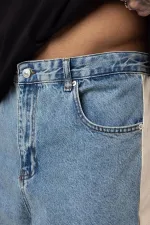 Baggy Fit Jeans with Side Stripes, Light Blue Melange
