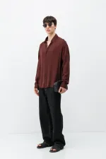 Chemise oversize légèrement texturée bordeaux