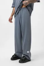 Etiket Detaylı Oversize Eşofman Takım Füme