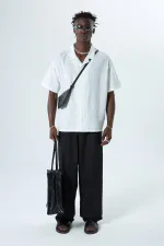 Nakış Detaylı Oversize Keten Gömlek Ekru