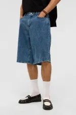 Oversize Bermuda Denim Şort Mavı Renk-2