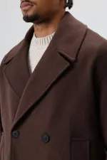 Veste courte oversize croisée en cachemire, marron