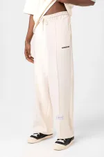 Label Detailed Oversize Modal Fabric Tracksuit Set, Ecru