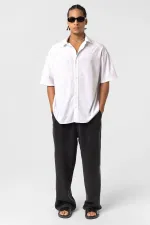 Oversize Washed Poplin Shirt, Ecru