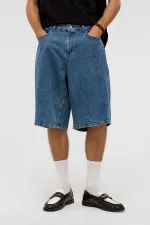 Oversize Bermuda Denim Şort Mavı Renk-2