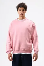 Sweat-shirt basique oversize délavé saumon