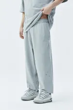 Delik Detaylı Oversize Eşofman Takım Gri