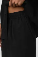 Oversize Keten Şort Siyah