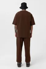 Paça Lastikli Basic Oversize Eşofman Takımı Kahve